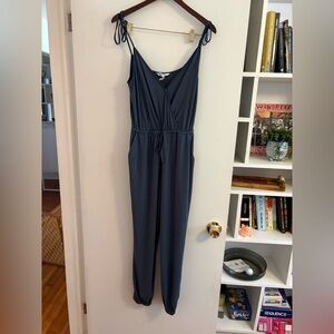 BCBGeneration Slate Blue Sleeveless V-Neck Jumpsuit
